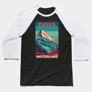 A Vintage Travel Art of Eiger - Switzerland Baseball T-Shirt